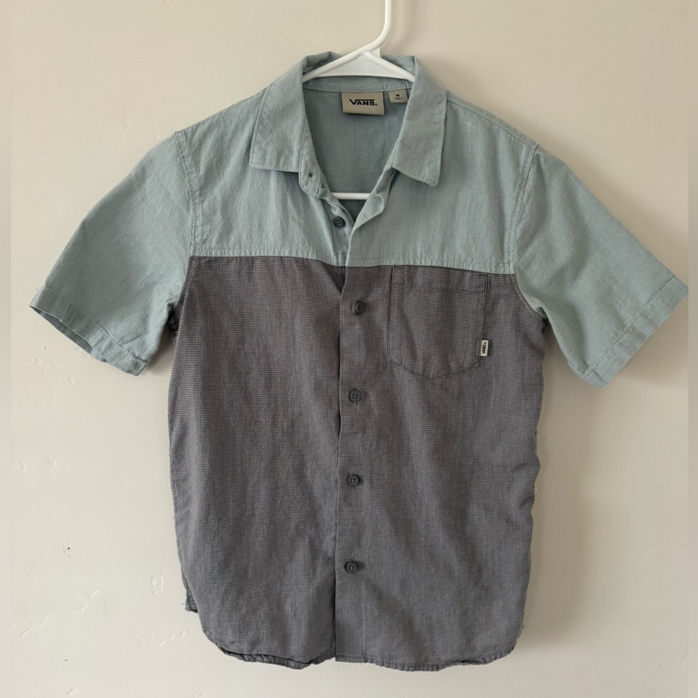 Vans Casual Blue and Gray Button-Down Shirt